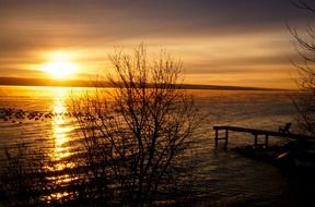 orange twilight over the lake