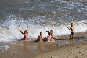 Kids on a sand beach