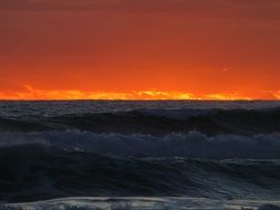 orange sunset sea
