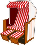 red and white striped roofed comfortable beach chair