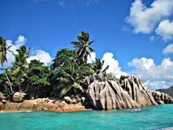 remote view from the indian ocean to the picturesque coast of seychelles