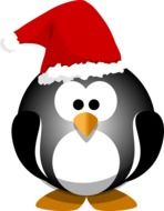 penguin black bird in hat christmas drawing