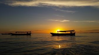 two fishing boats in Cambodia Asia