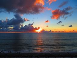 colorful sunset on the beach