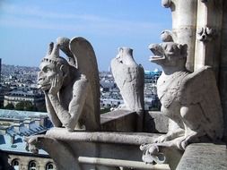 sculputure on the roof of Notre de Paris