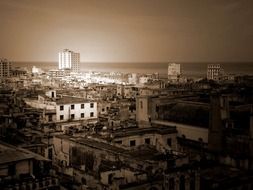 monochrome photo of cityscape in havana