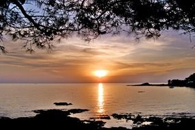 View from the beach at sunset