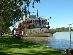 paddle steamer on a river