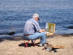 artist on the beach