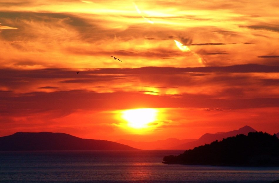 fiery sunset in Croatia