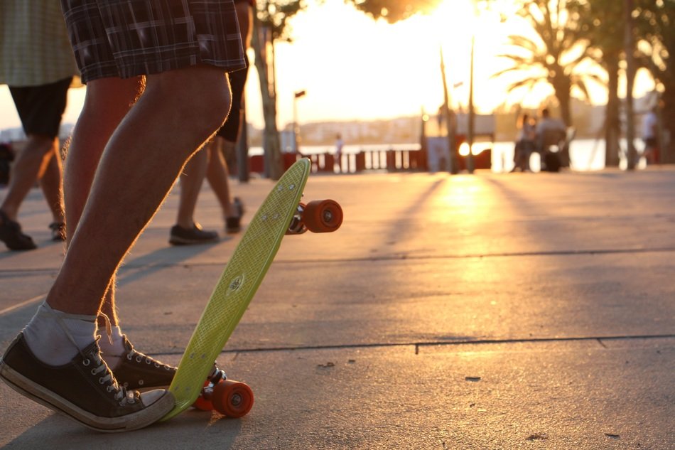 skateboard on the beach