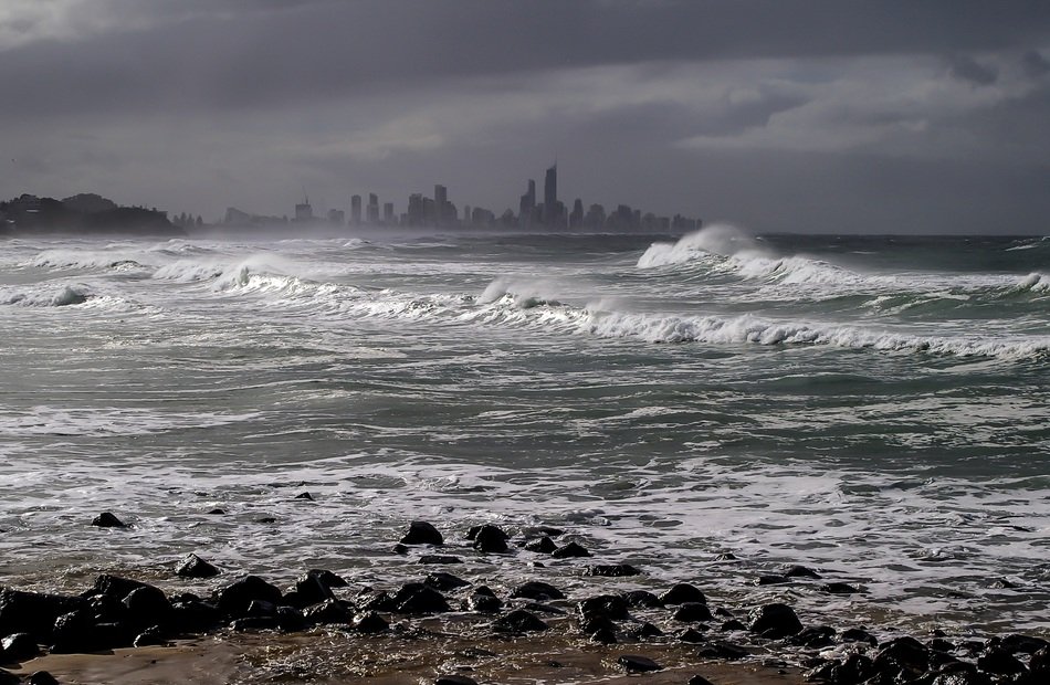 storm on the coast line of the ocean in Queensland, Australia