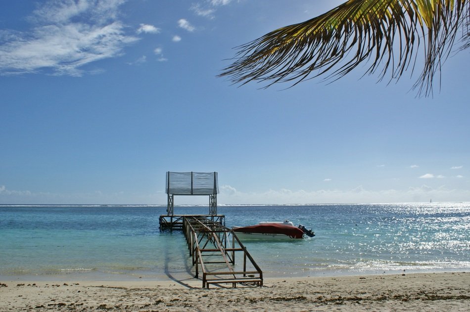metal marina for boats on the coast in Mauritius