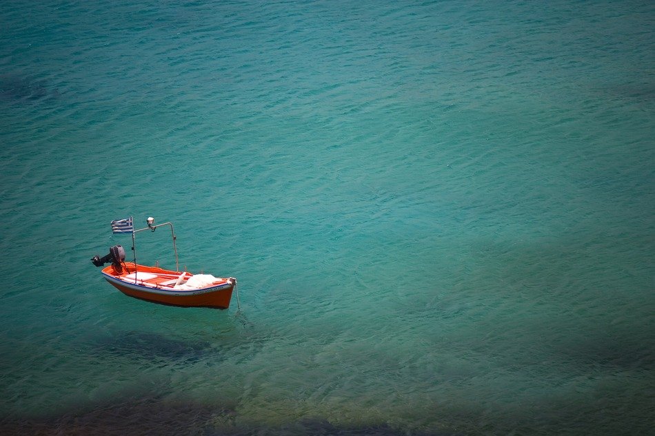 one boat in the ocean