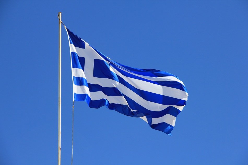 flag of Greece against the sky
