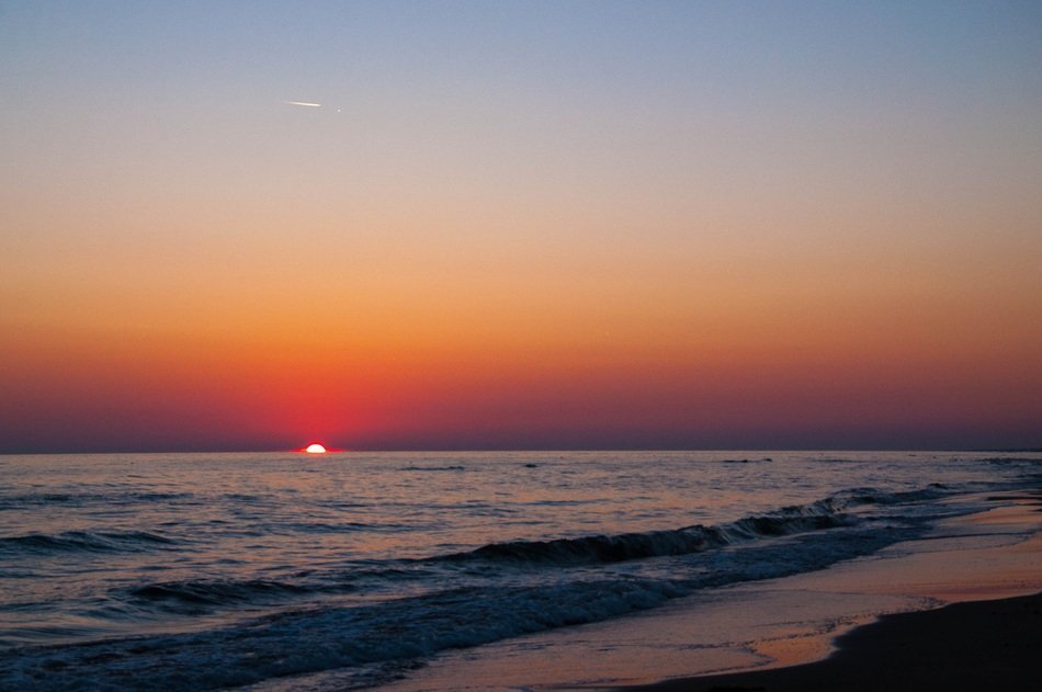 Landscape of the beach at sunset