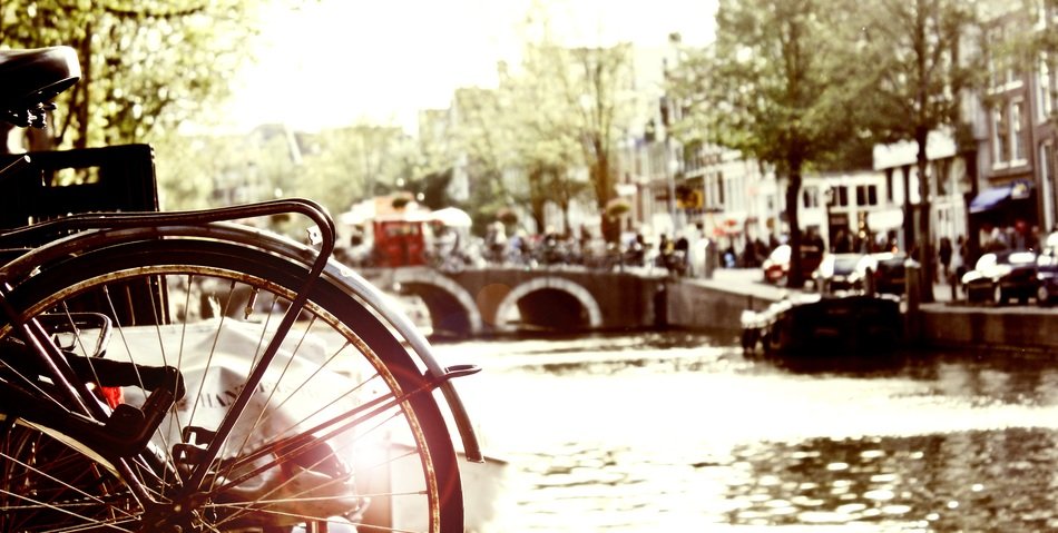 bike near the canal in amsterdam