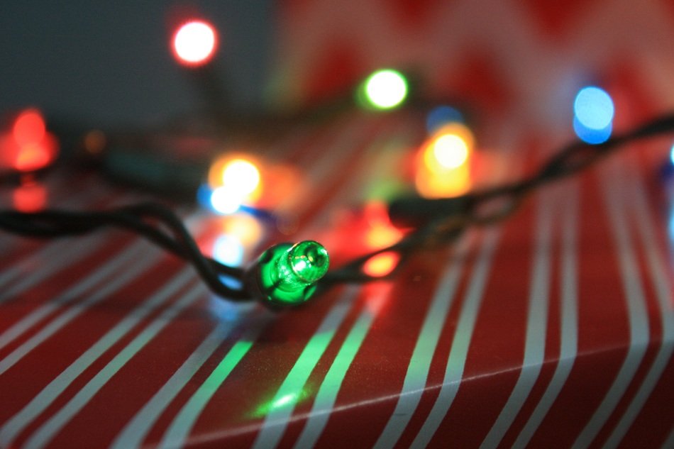 Christmas garland on the table