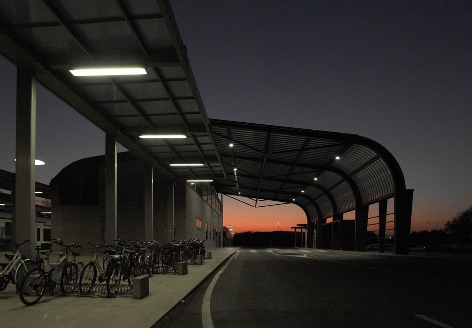station with lighting at night in nocturne