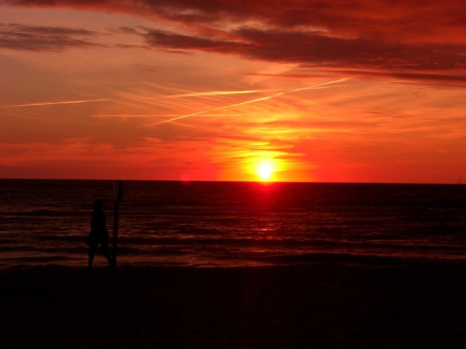 Red sky at the sunset