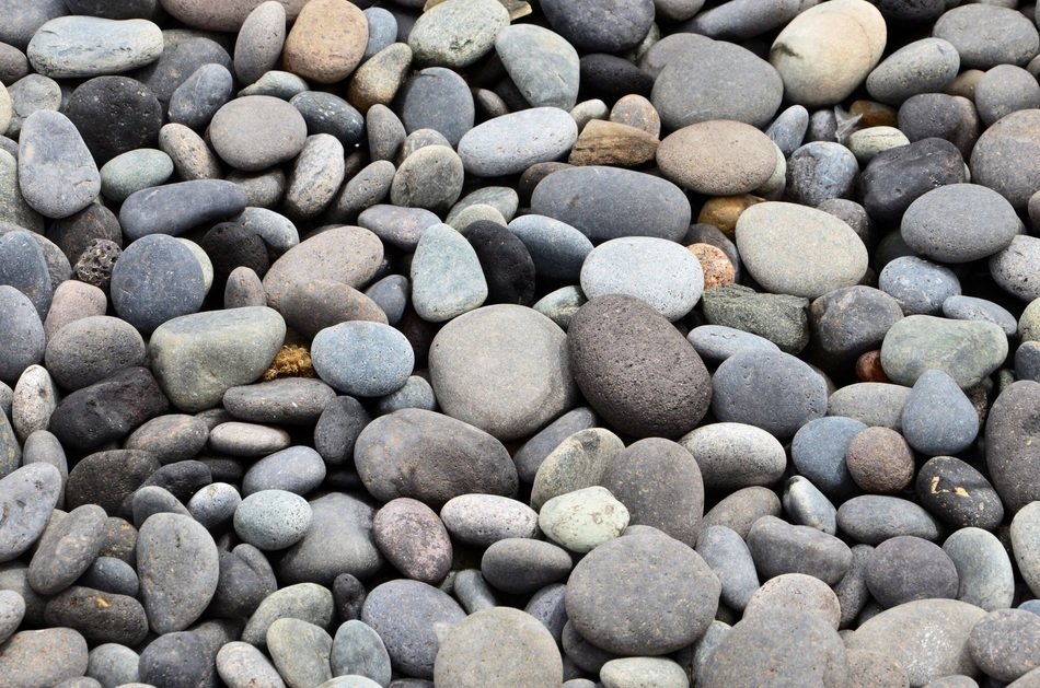 Close-up of the stones on the beach