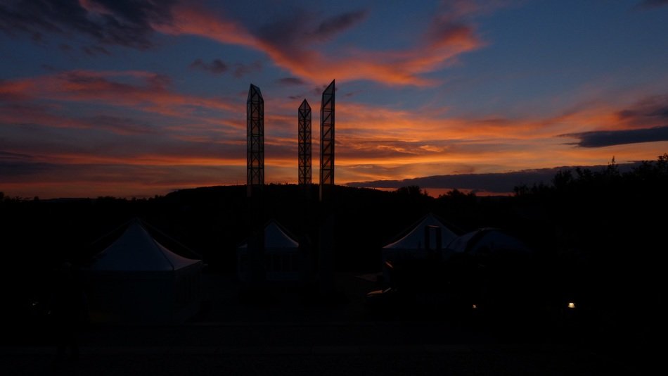 silhouettes of column steles in zurich
