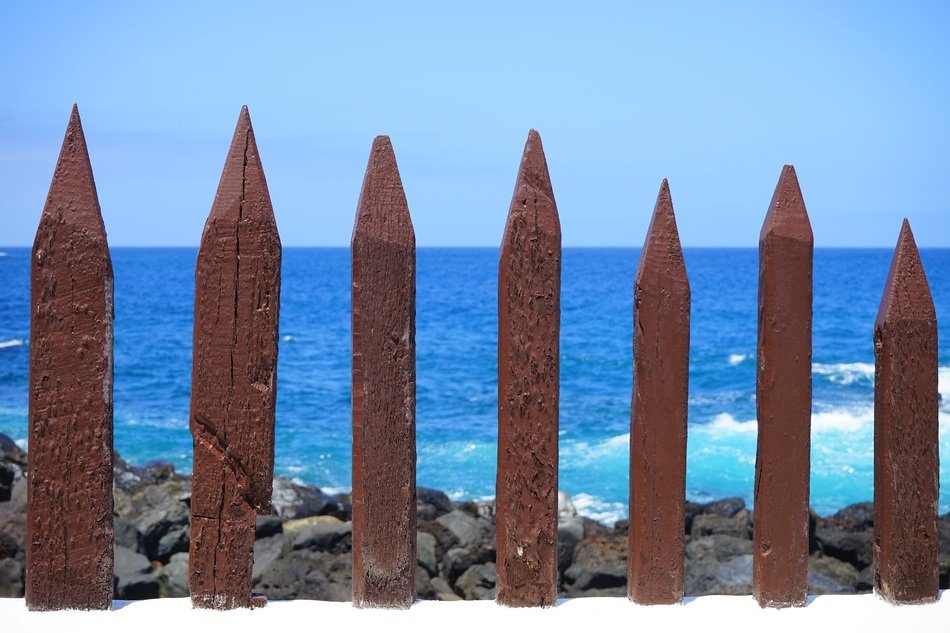 wood fence at the ocean shore