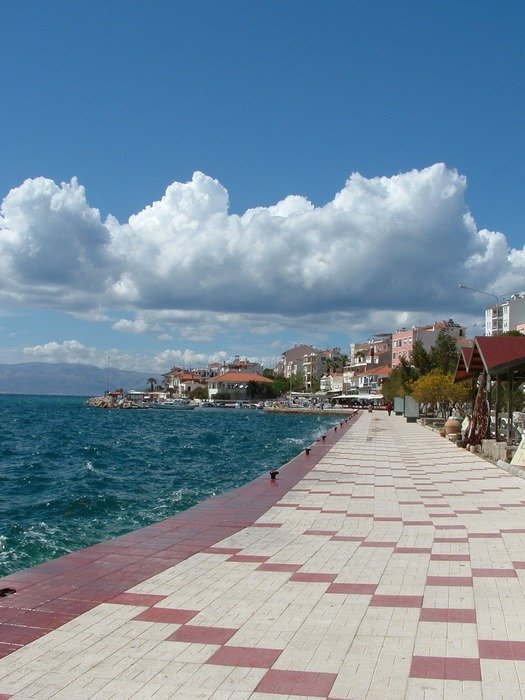 Solar promenade in the city of Cesme in Turkey