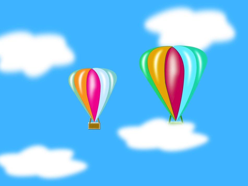 graphic image of two balloons in the sky