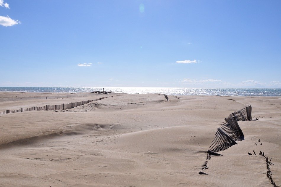 Quiet sand beach in France