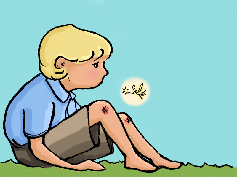 Colorful drawing of the boy on the grass clipart free image download