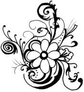 black pattern with flower
