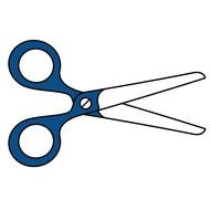 scissors with blue handles on a white background