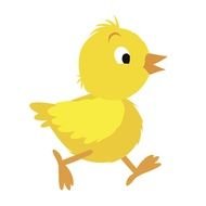 drawing of a yellow chicken on a white background