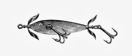 Vintage Fishing Stamp, drawing