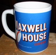 blue mug with the inscription Maxwell House Coffee