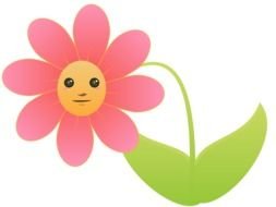 cartoon pink flower with face