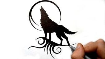 Wolf Silhouette drawing