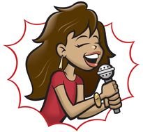 Karaoke Singer, Girl with microphone, drawing