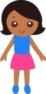 painted girl in a blue tank and pink skirt