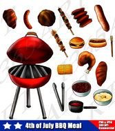 Bbq Set Barbecue Food Hot Dog Hamburger Sis Kabob Grill