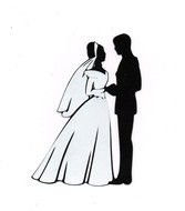 kissing silhouettes of bride and groom