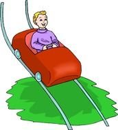 drawing of a man on a car on a carousel