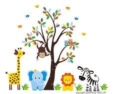 drawing animals near a tree