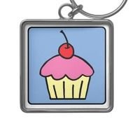 Cartoon Cupcake Frosting Cherry Dessert Keychain Zazzle