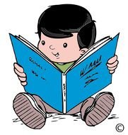 clipart of a boy with an open book