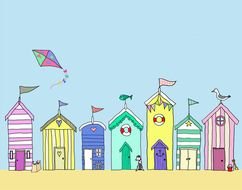 children's drawing of houses with flags