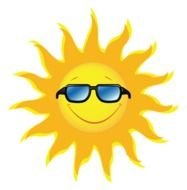 sun with sunglasses on the black background