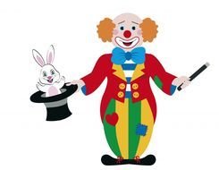 funny clown with a hat in his hand