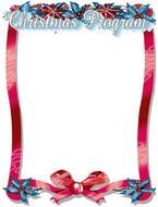 christmas frame with red ribbon on a white background